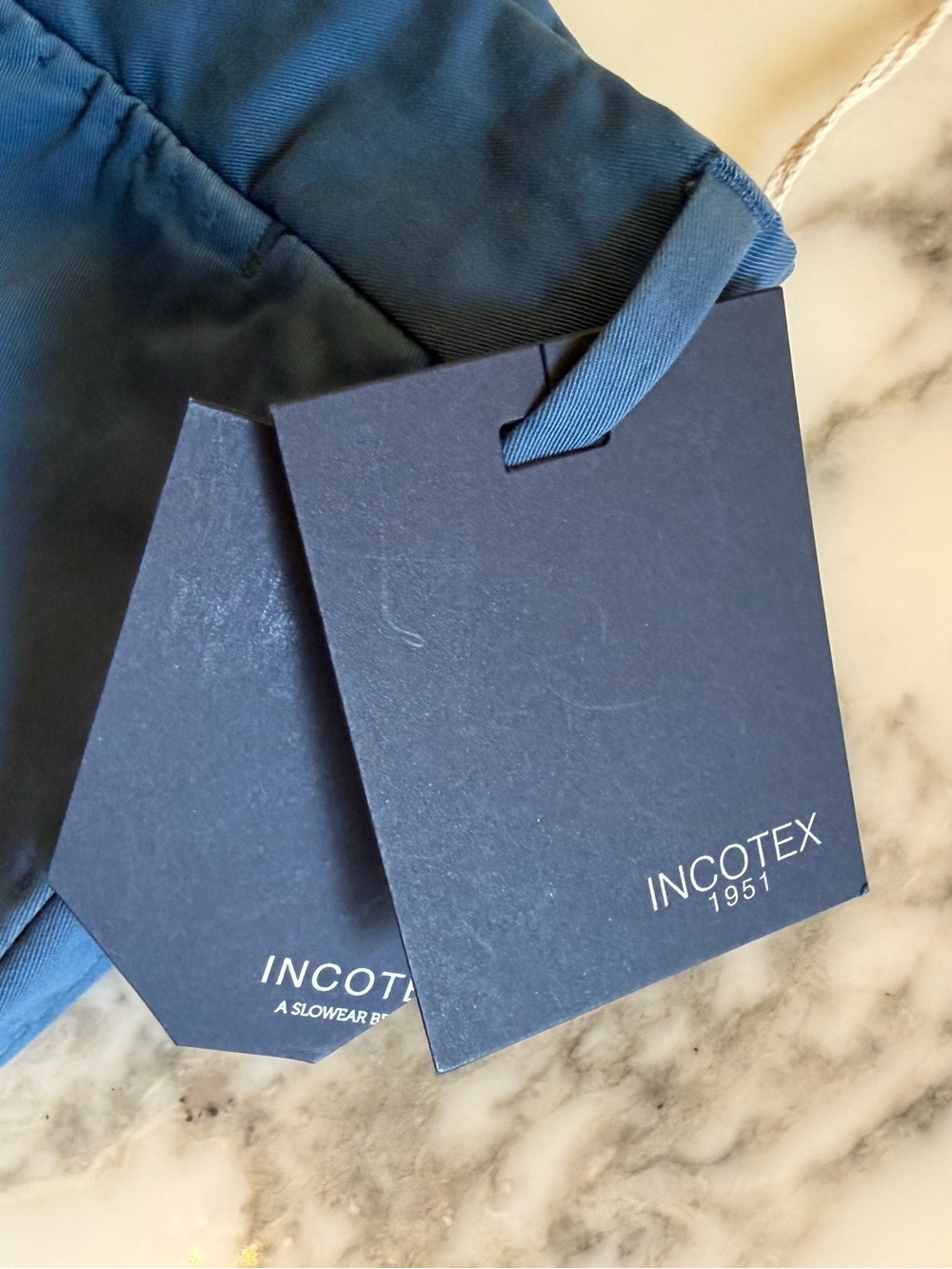 NWT Incotex Pattern 30 Comfort Chino Slim Fit Trousers Blue IT52 approx US 34 - Picture 4 of 9